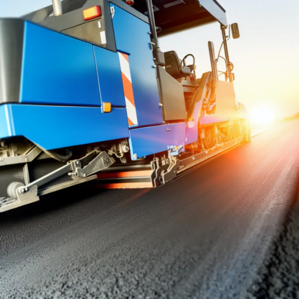 Zaawansowana maszyna do układania asfaltu w trakcie pracy