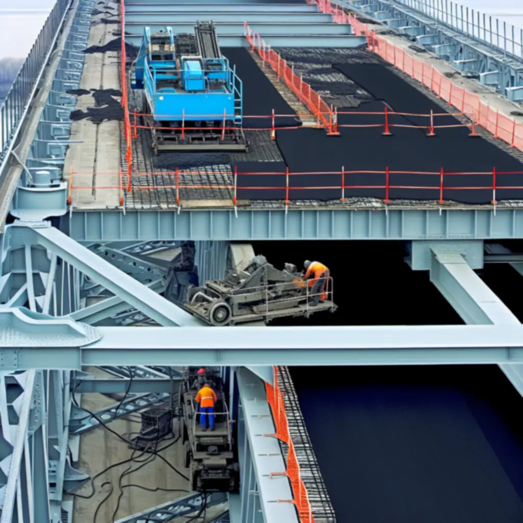 Układanie asfaltu na moście