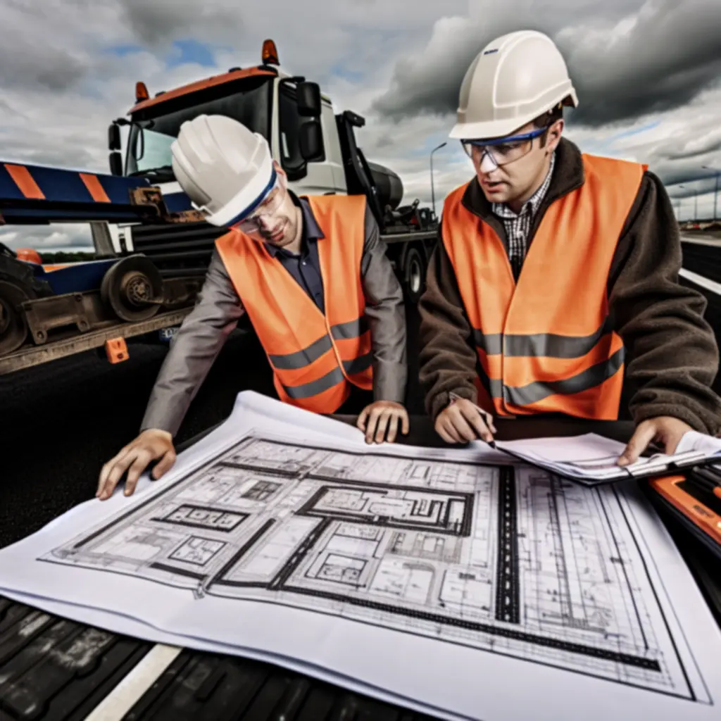 Inżynierowie PEL-BRUK analizujący projekt drogowy