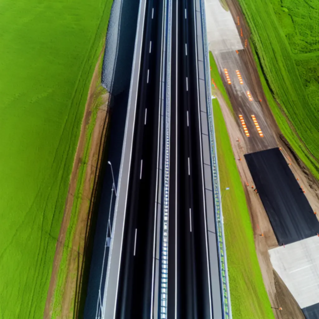 Widok z lotu ptaka na ukończony projekt autostrady PEL-BRUK