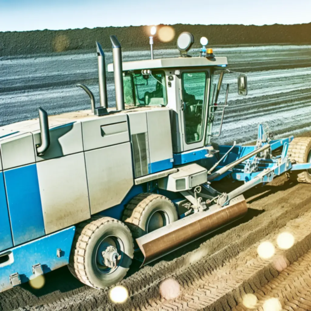 Równiarka drogowa z systemem GPS podczas profilowania nasypu